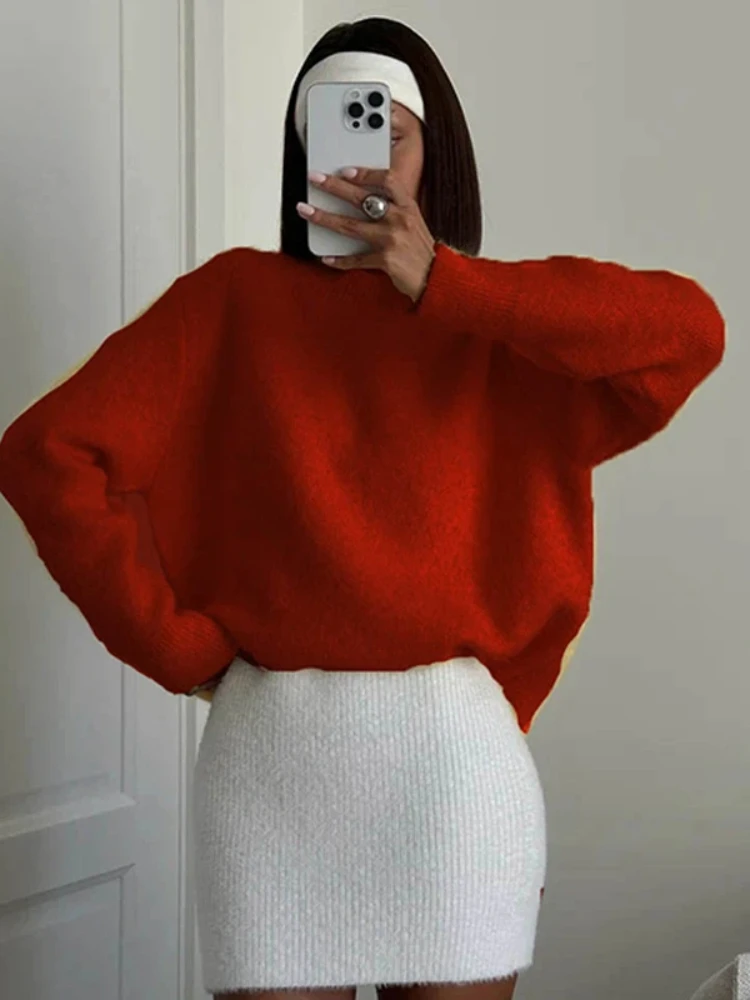 الصلبة س الرقبة محبوك سترة المرأة أنيقة كم كامل رشاقته البلوفرات الإناث الخريف الشتاء جديد شيك سترة تريكو غير رسمية #6