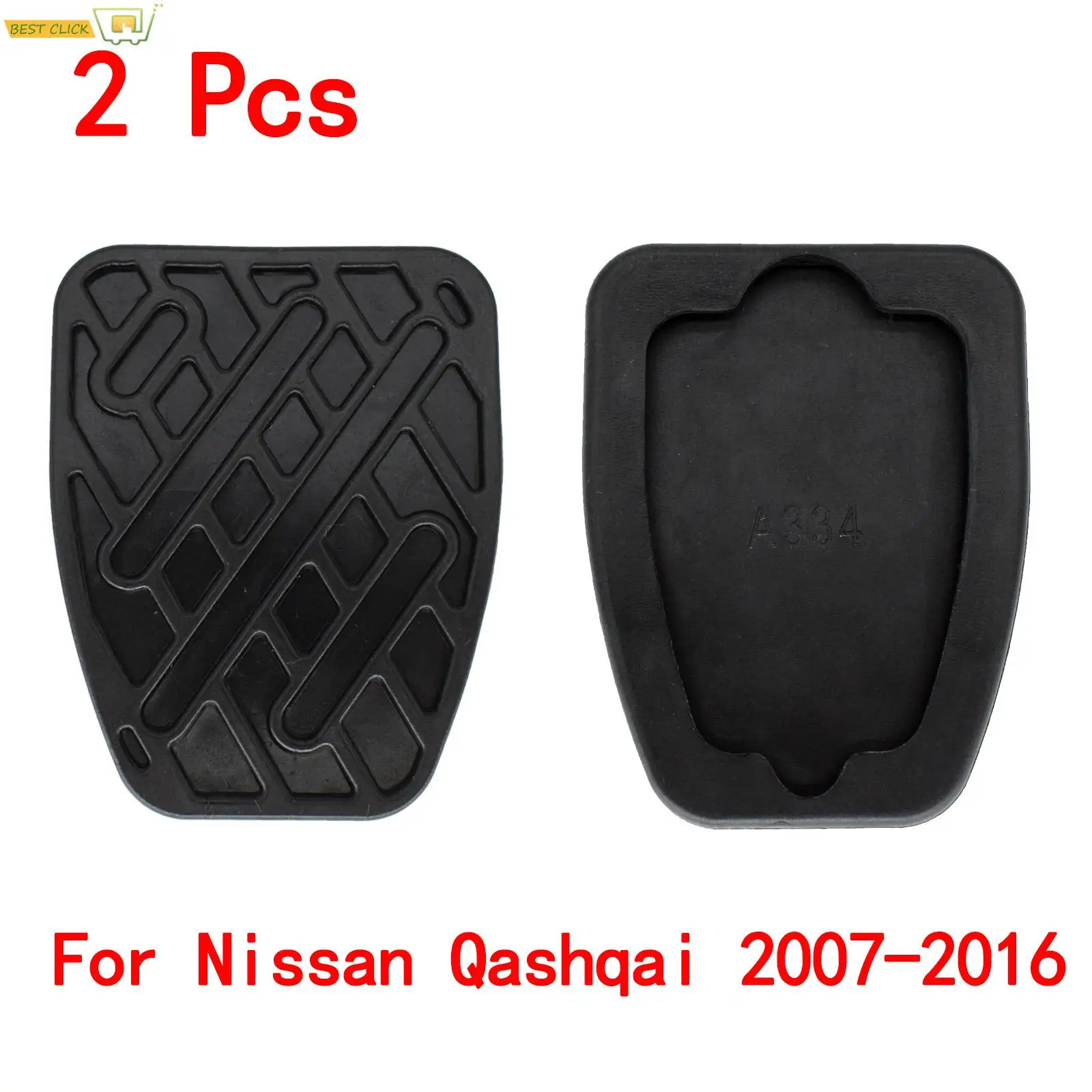 2Pcs 46531JD00A Black Rubber Brake & Clutch Pedal Pad Covers Fit For Nissan Qashqai 2007 2008 2009 2010 2011 2012 2013 2014-2016