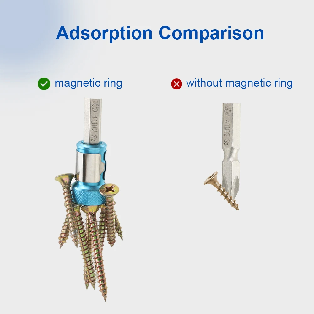 Magnetic Screw Ring Metal Bit Strong Magnetizer Ring Screw Magnetic Holders for 1/4 Inch/ 6.35 mm Screwdriver Powerful Bits