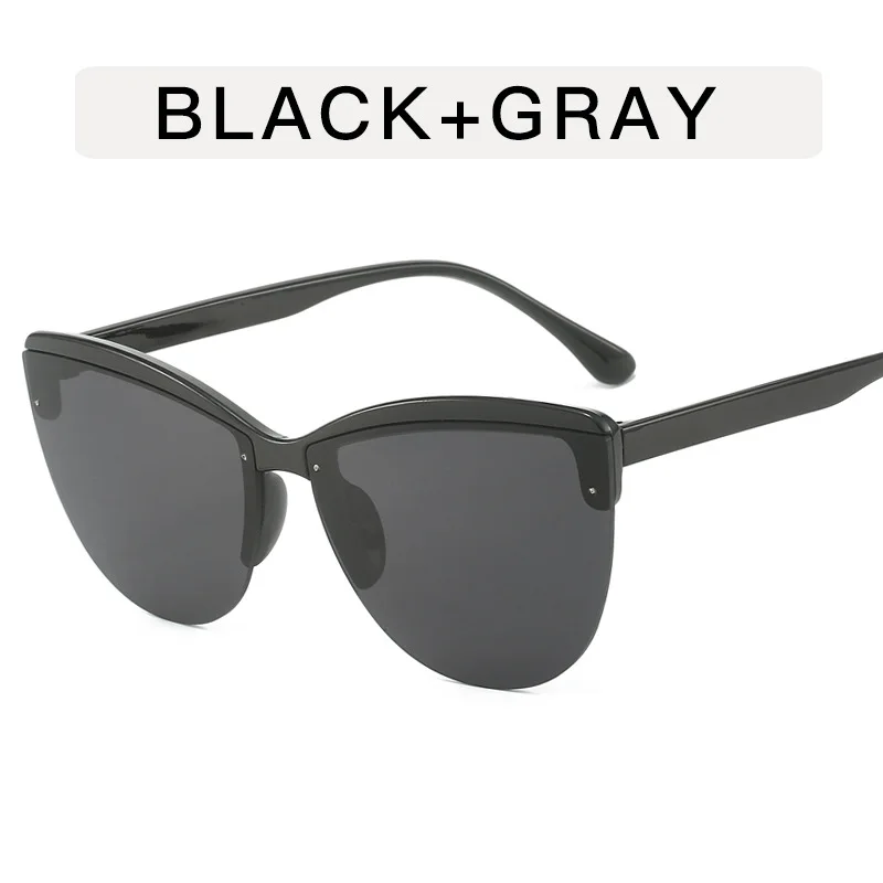 Katzenauge Sonnenbrille Retro Halb rahmen Sonnenbrille Mode Damen dekorative Sonnenbrille – Detail 2