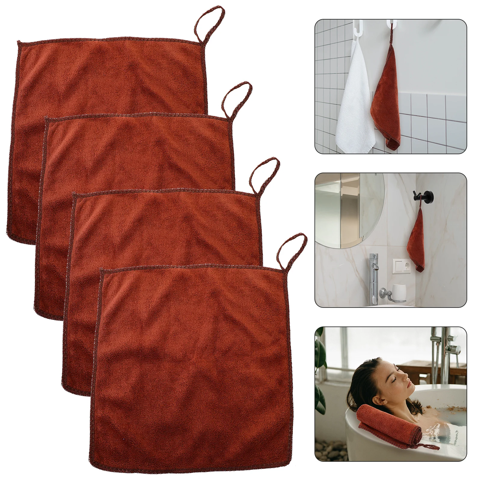 4Pcs Exfoliating Face Towel Nonwoven Square Wash Cloth Fade Resistant Skin Friendly for Home Travel Face Facial Towel