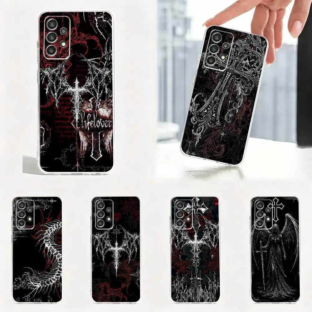 Cyber Sigilism Cross Gothic Phone Case Soft Black For Samsung S24,S21,S22,S20,S23,S30,Ultra,S20,Plus