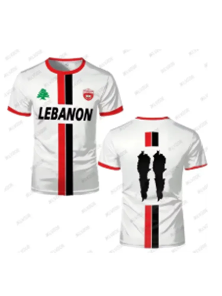 Camisa de futebol do líbano t camisas adulto & luz luxo digital impresso esportes uniformes de futebol masculino bandeira libanesa roupas