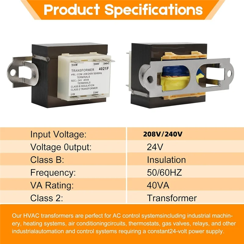 ABVA-240V To 24V 0130M00138S Transformer For Goodman Amana 40VA Furnace Transformers Primary 208/240V Secondary 24V Heater