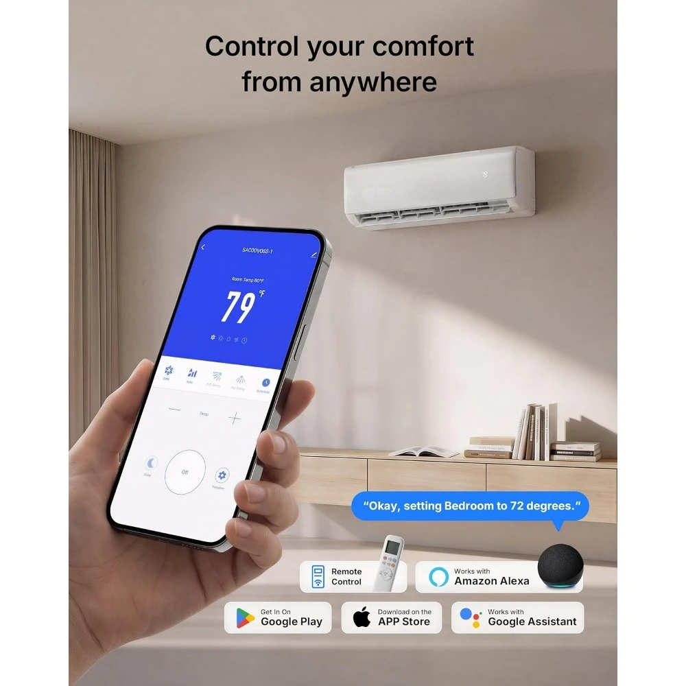 

Mini Split Air Conditioner 18000 BTU 20 SEER2 Inverter 208/230V Ductless Heating System for up to 1250 Square Feet Customizable