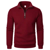 Spring and Autumn new casual half zipper stand up collar hoodie trend simple and loose oversized fleece men's hoodie 4