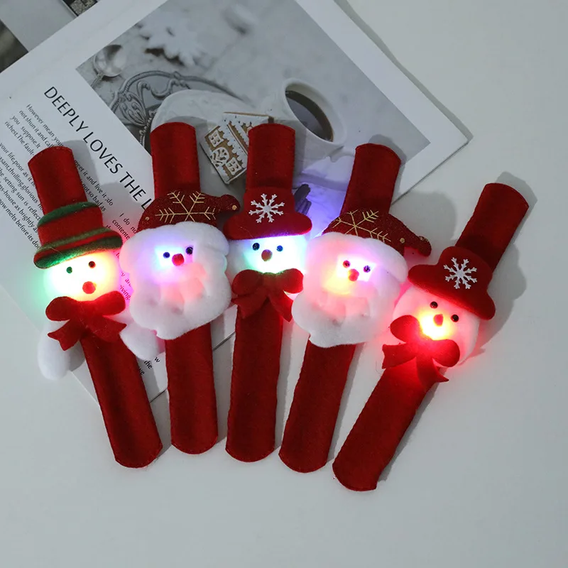 Anneau à pression plonger oyant de dessin animé créatif pour enfants, jouets de bracelet de style de Noël rouge drôle, cadeau de fête de vacances amusant pour enfants, mignon