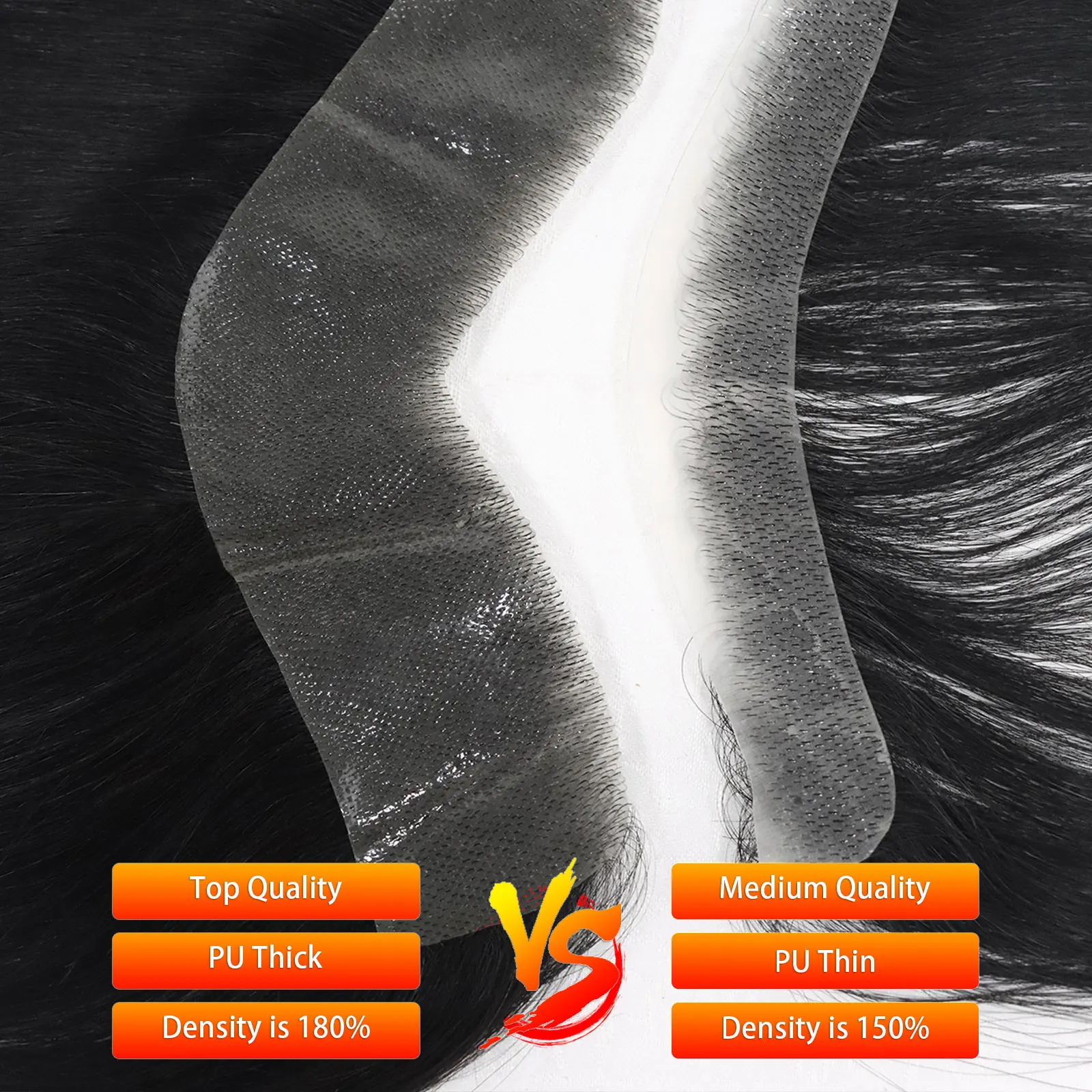 Thin Skin Men Toupee For Forehead V Shape