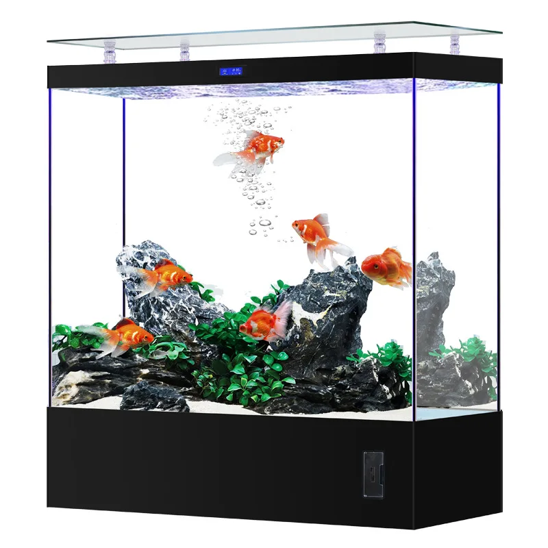 

New fish tank aquarium screen partition living room household floor ultra-white glass company medium and large filter circulatio