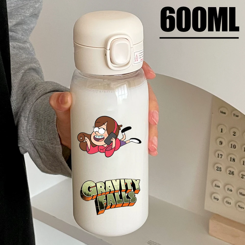 Disney Gravity Falls 600ML Water Cup Dipper Mabel Large Capacity Portable Transparent PcLeak Resistant  Drinking Water Bottle