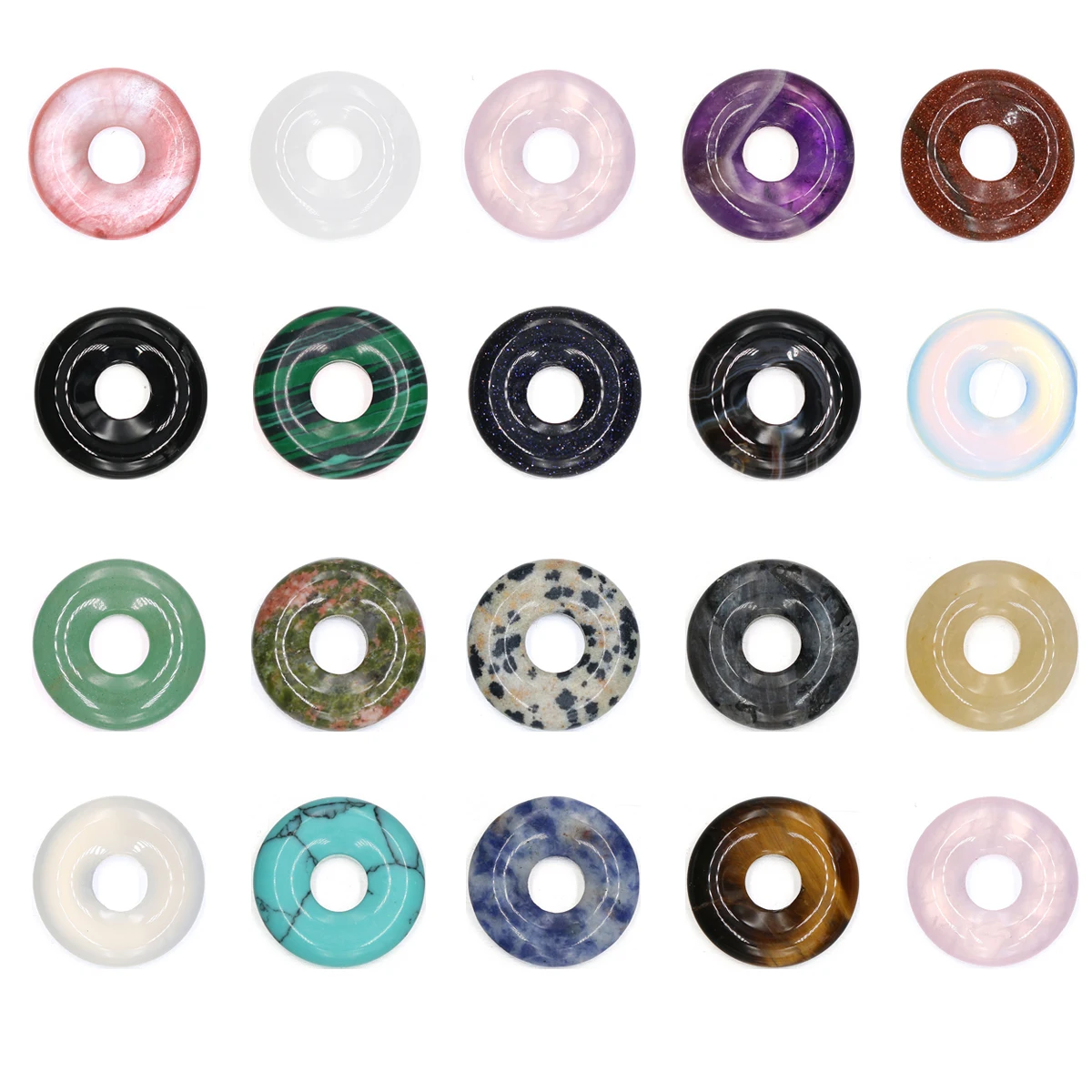 5 sztuk 18x18mm okrągły duży otwór koraliki z kamienia naturalnego kwarc różowy ametyst agat luzem dla DIY tworzenia biżuterii naszyjnik
