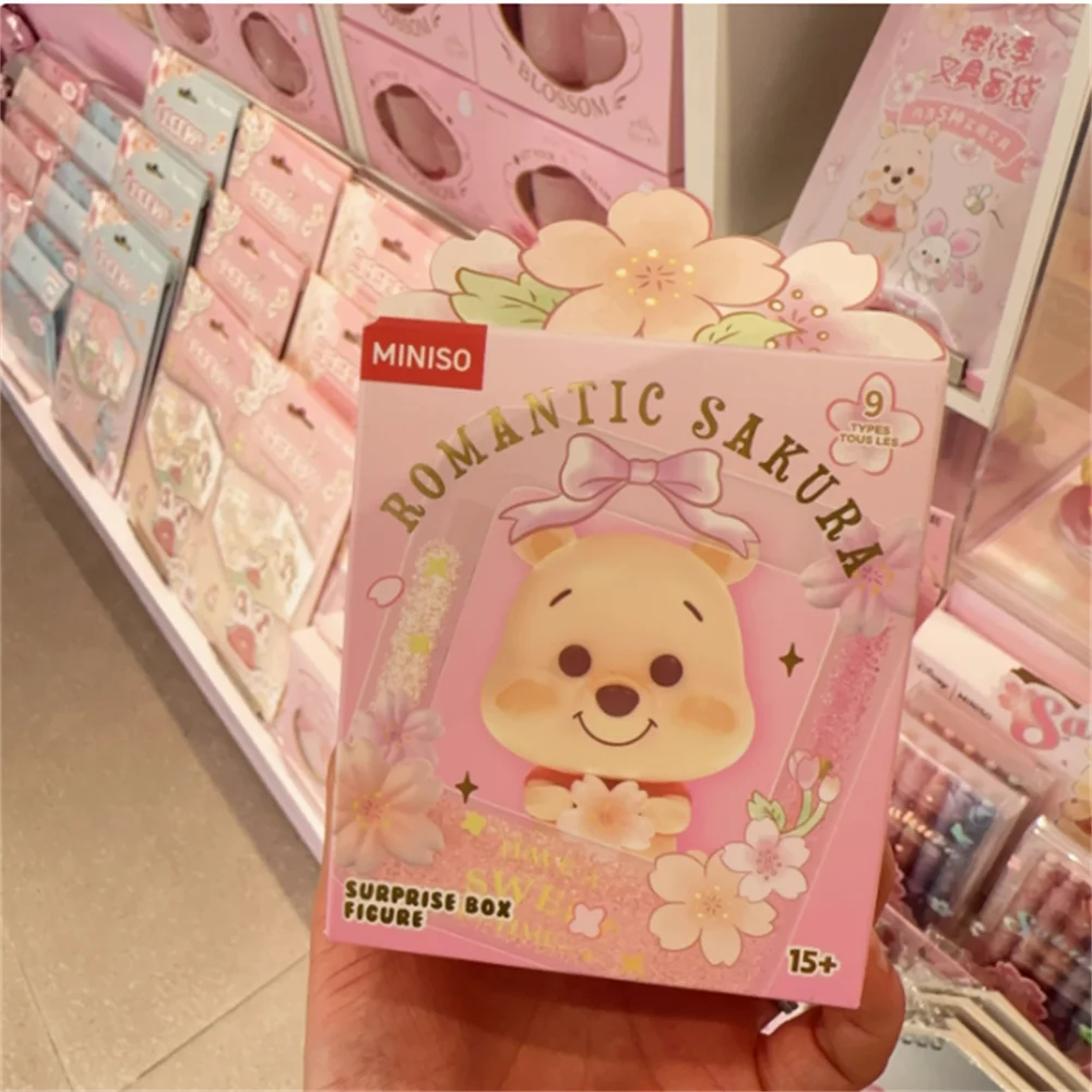 

New Pooh Bear Sakura Season Series Blind Box Cute Doll Model Desktop Ornament Girl Birthday Kids Gifts