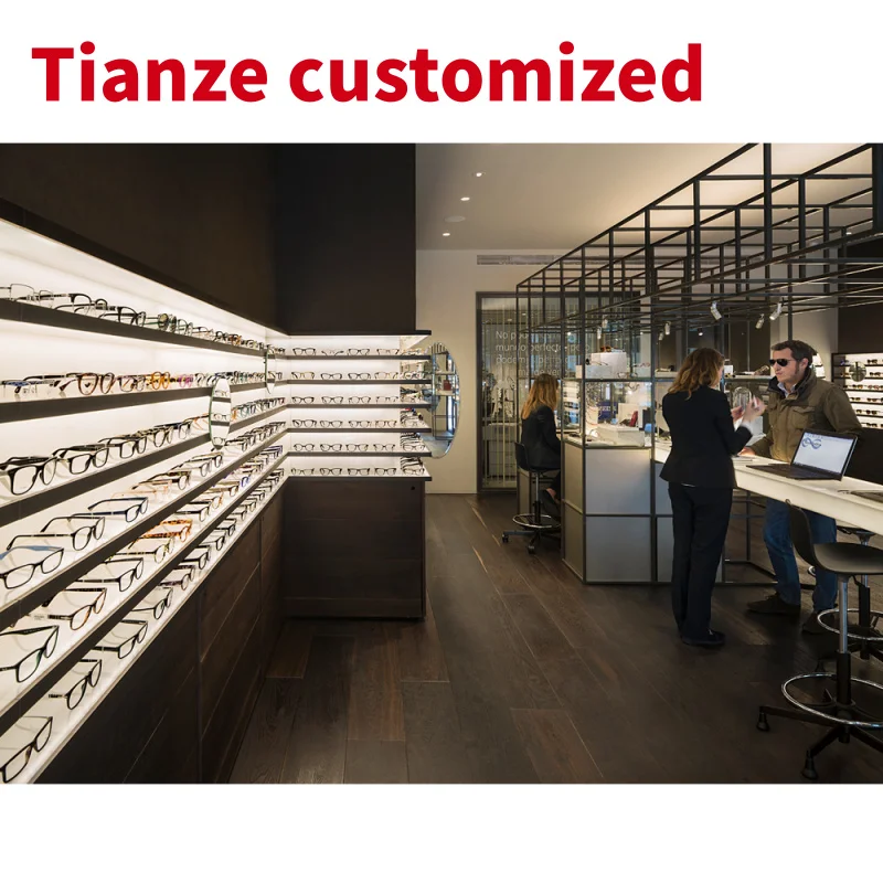 

(customized)Modern Optical Frames Sunglass Store Display Fixtures China High End Wooden Shopfittings Design Eye