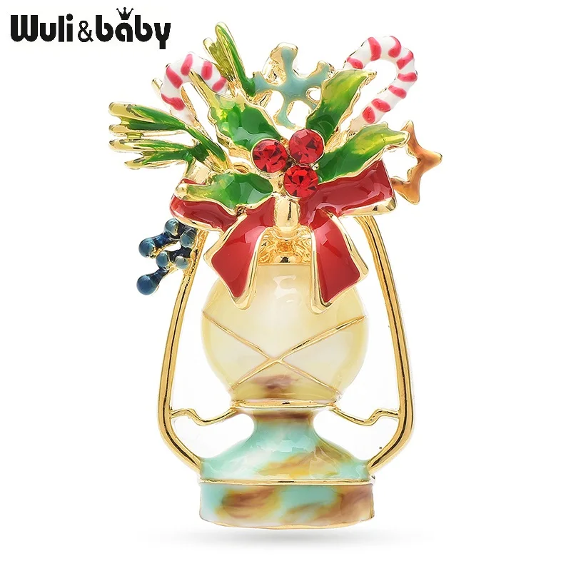 

Wuli&baby Christmas Light Brooches Pins For Women Unisex High Quality Enamel New Year Taking Gifts Vase Brooch Gifts