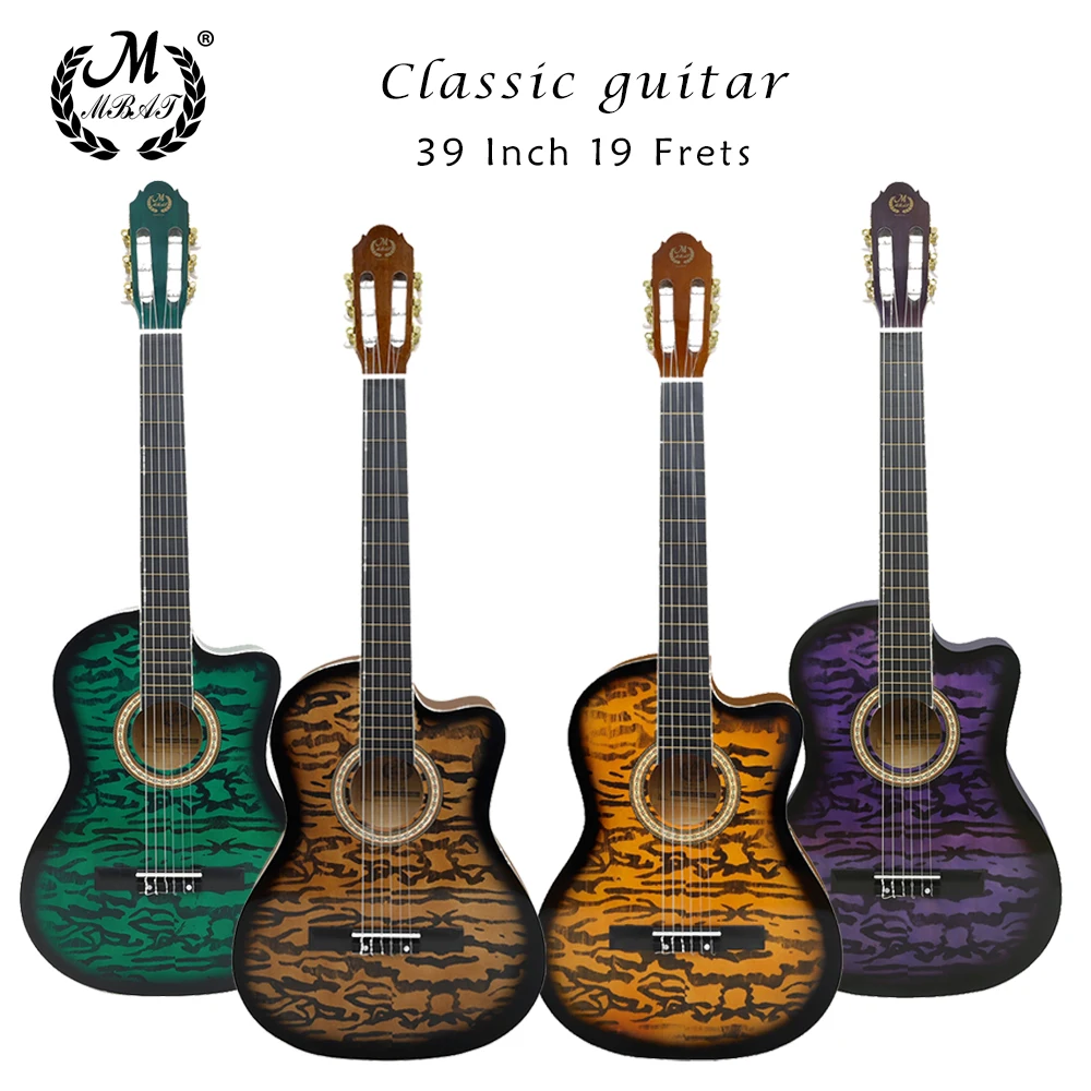 MBAT 39 Inch Classical Guitar Professional 6 Strings Guitarra 19 Frets Basswood Classic Guitar Beginner Music Lover Instruments