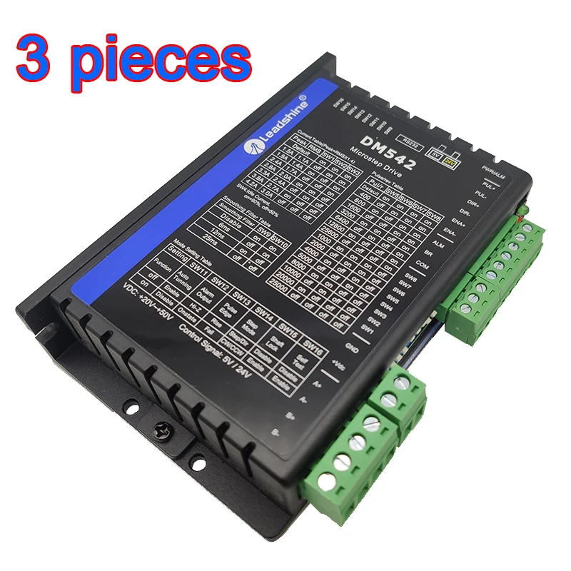 3 Pieces Genuine Leadshine 2 Phase DSP Digital Stepper Drive DM542  with 20 to 50VDC Input 5V or 24V Control Signal NEW VERSION