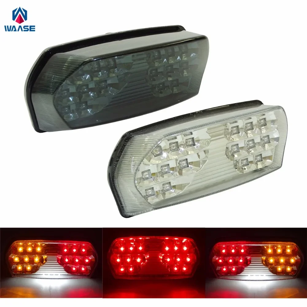 

waase For Kawasaki Ninja ZX 7R 7RR ZX7R ZX7RR ZX750 1996-2003 Chrome Tail Turn Signals License Plate Integrated LED Light