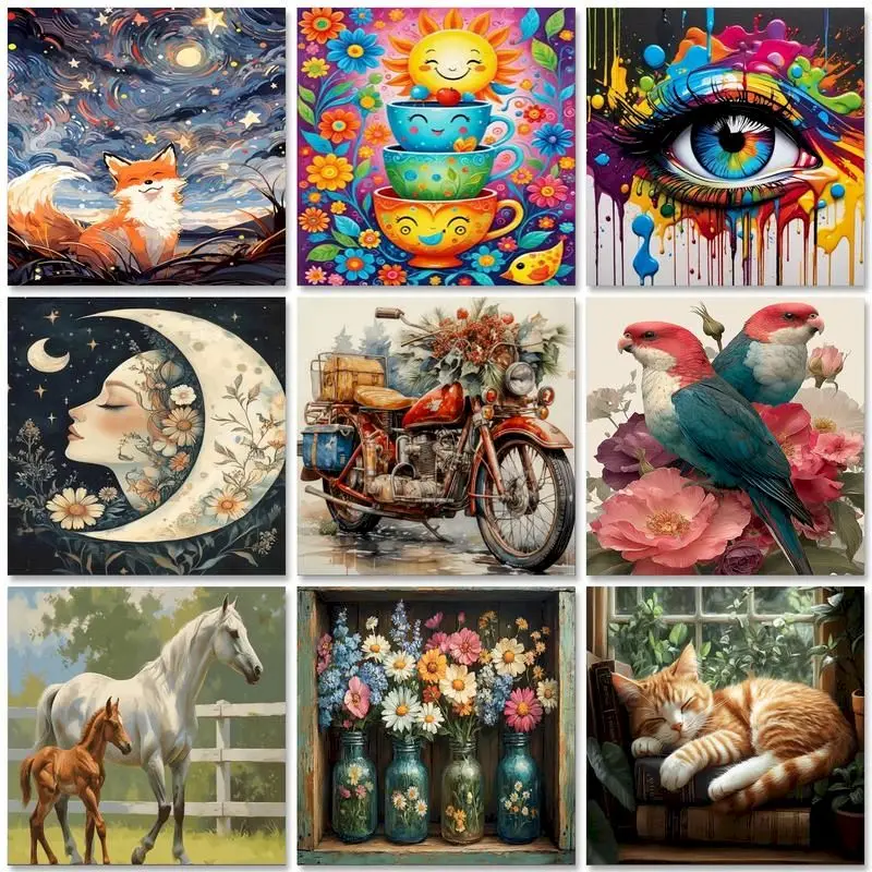 

GATYZTORY Painting By Numbers DIY Acrylic Paint Abstract Landscape Number Painting ON Canvas Painting Wall Art Home Decoration