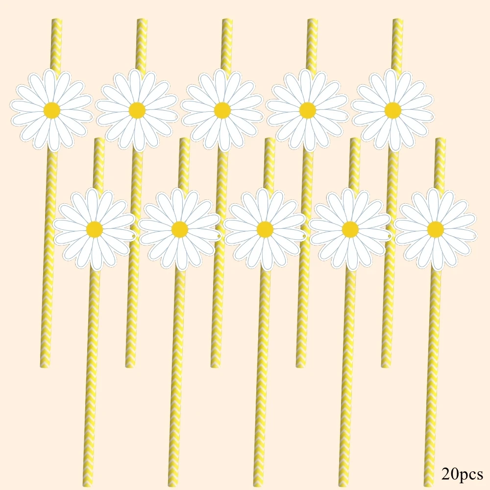 1set White Daisy Paper Cupcake Toppers Hanging Banners For Daisy Birthday Spring Party Decoration Wedding Gifts Wrapping Supply