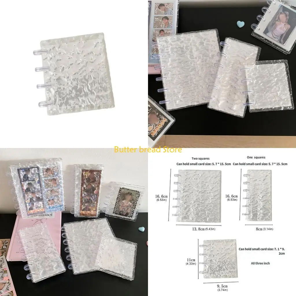 W89C Water Ripples Acrylic Photo Album High Hardness Scratch Resistant Cover for 3Inch Photos Cards Long Terms Protections