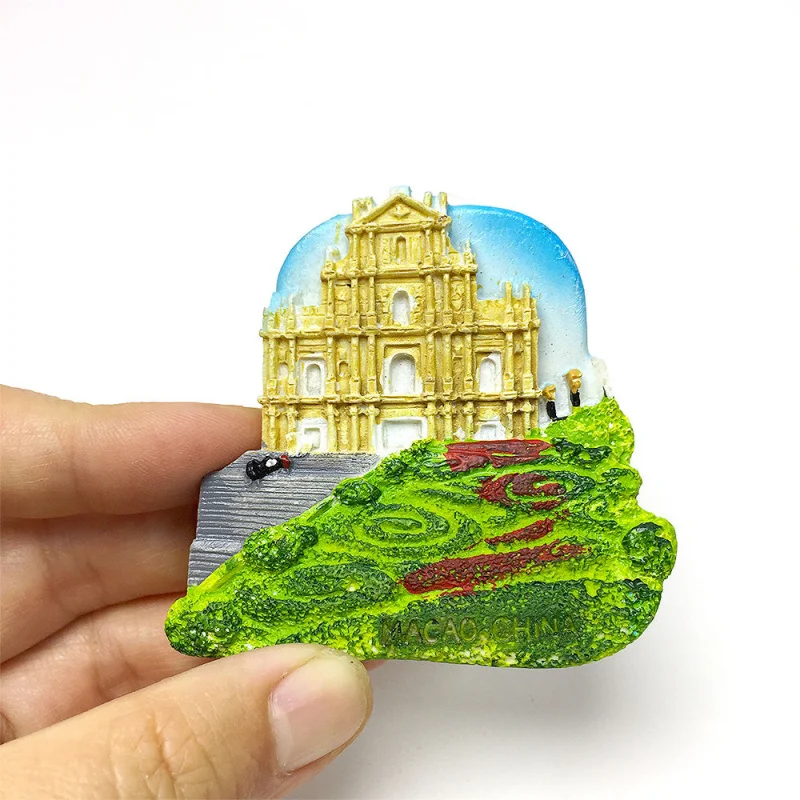 

3D Resin Fridge Magnets China Macau Ruins of St. Paul's Strong Magnet Room Decorations Small Souvenir Aimants Frigo