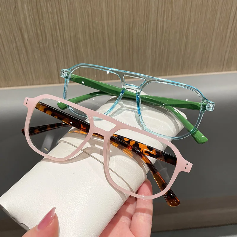 Pink Pilot Big Frame Rivet Anti Blue Light Glasses Women For Men Vintage Sun Glasses Luxury Brand Designer Punk Eyeglasses Frame