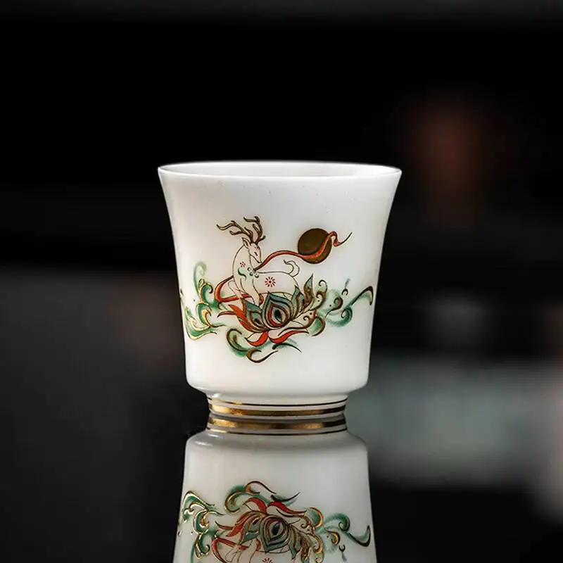 Dunhuang Nine-Color Deer Ice Jade Porcelain Personal Use At Home, Host Tea Tasting, Single Cup For Gift Giving