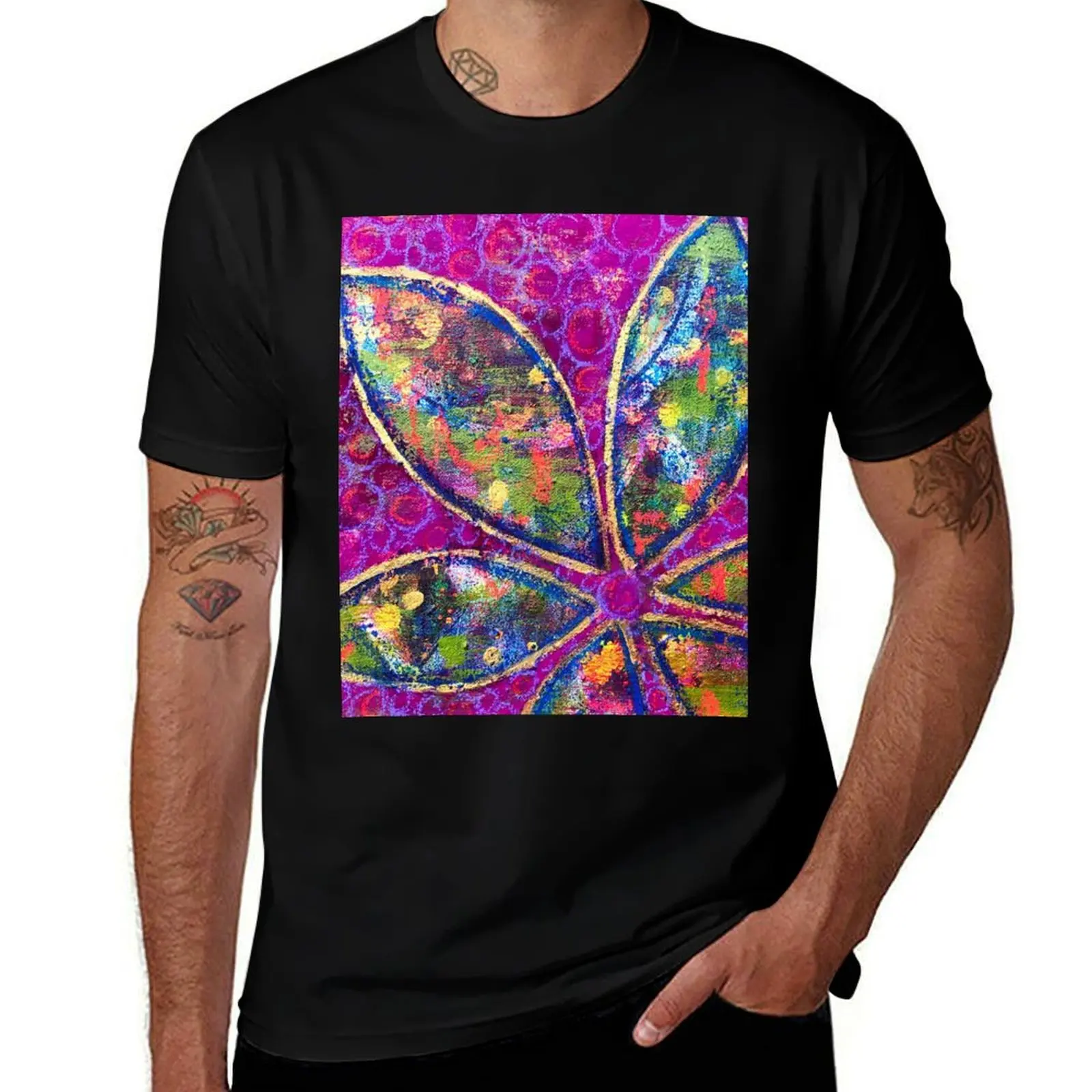 Time to Bloom - an Ahahata Codes infused intuitive painting T-Shirt rapper graphic tees vintage graphic tee mens cotton t shirts