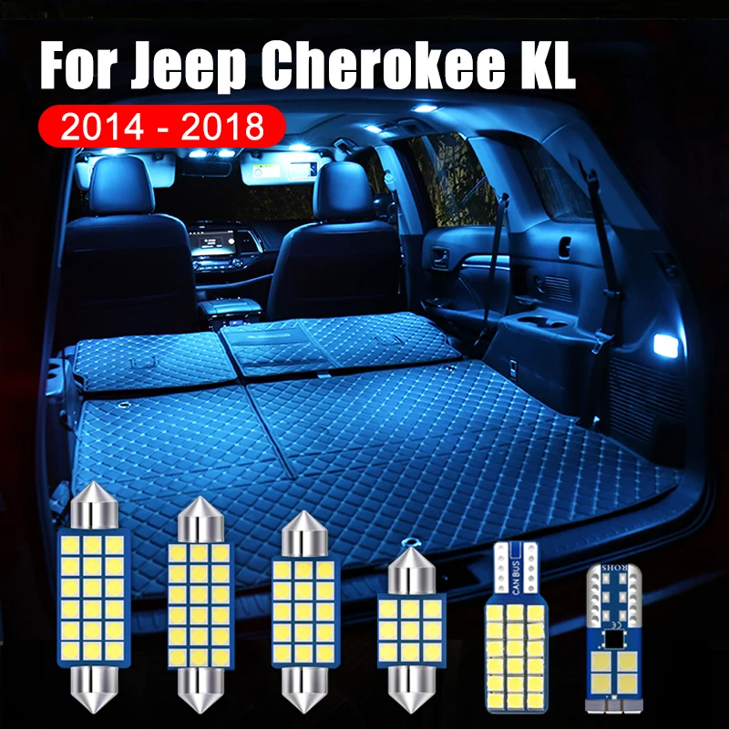 

For Jeep Cherokee KL 2014 2015 2016 2017 2018 4PCS Error Free 12V Car LED Bulbs Interior Dome Lamps Reading Lights Accessories