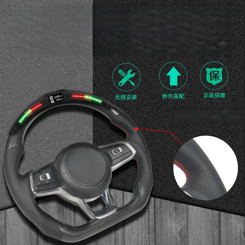 For Volkswagen Steering Wheel Horn Cover LED Carbon Fiber Style for Golf 6 7 R Line Variant GTI Lamando GTS Horn Shell