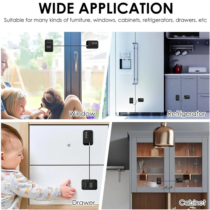 【Exclusivo!】Paquete de 2 cerraduras autoadhesivas para refrigerador a prueba de niños con desbloqueo de contraseña, congelador de seguridad