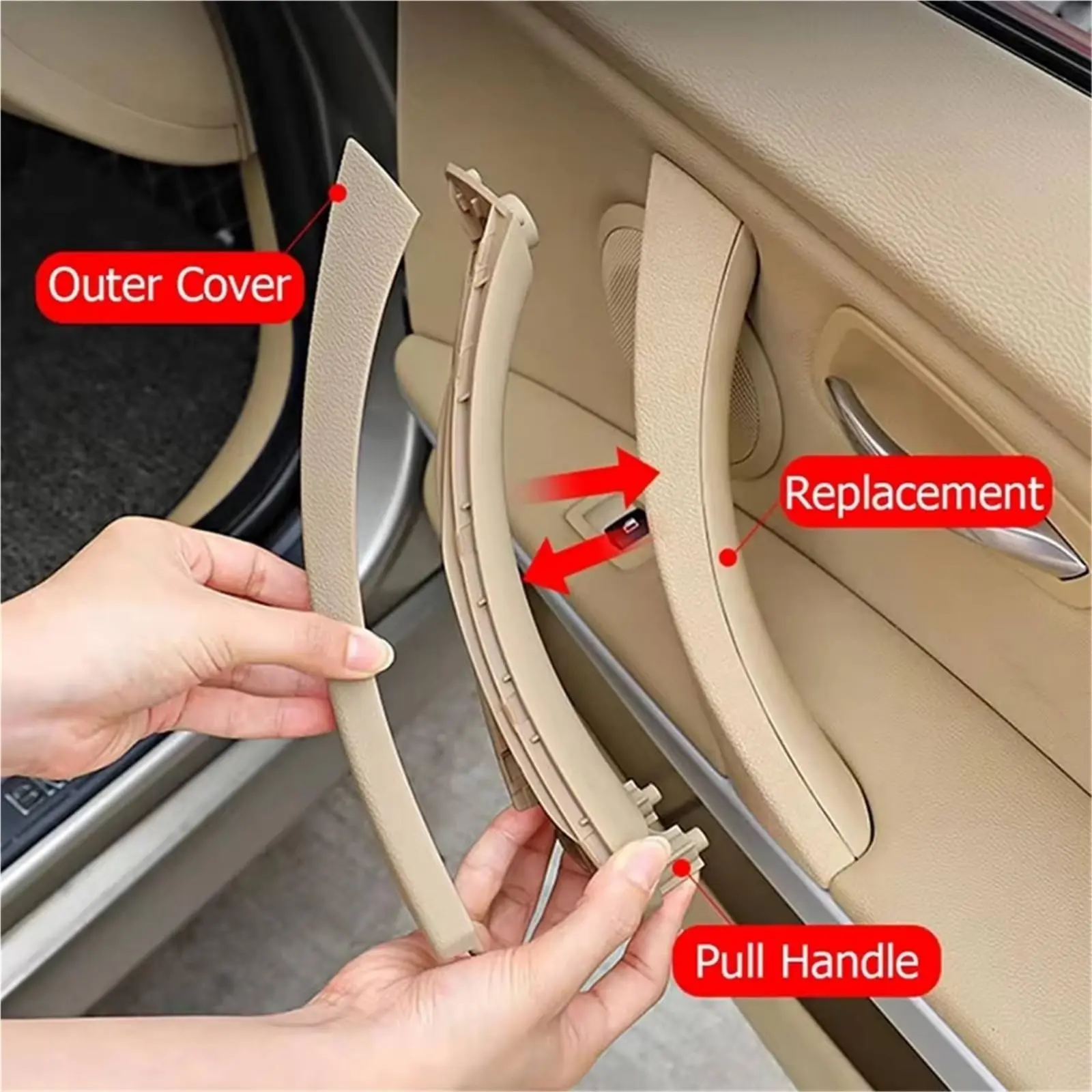 

9 Pieces Inner Door Armrest Set Replacement Part Door Pull Handle Kit Automotive Parts Easy Installation