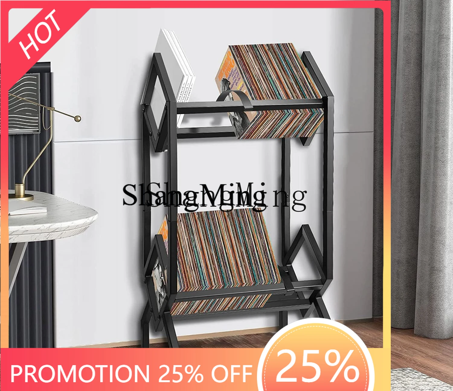 FG good-looking  wrought iron double-layer creative office floor-to-ceiling book magazine rack, newspaper rack, disc rack