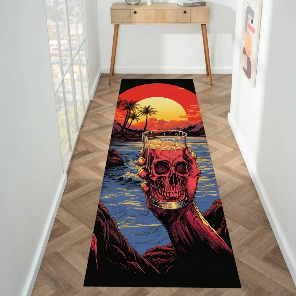 Vintage Ancient Egyptian Hieroglyph Bronze Relief runner rug villa basement cottage corridor floor covering Halloween decor