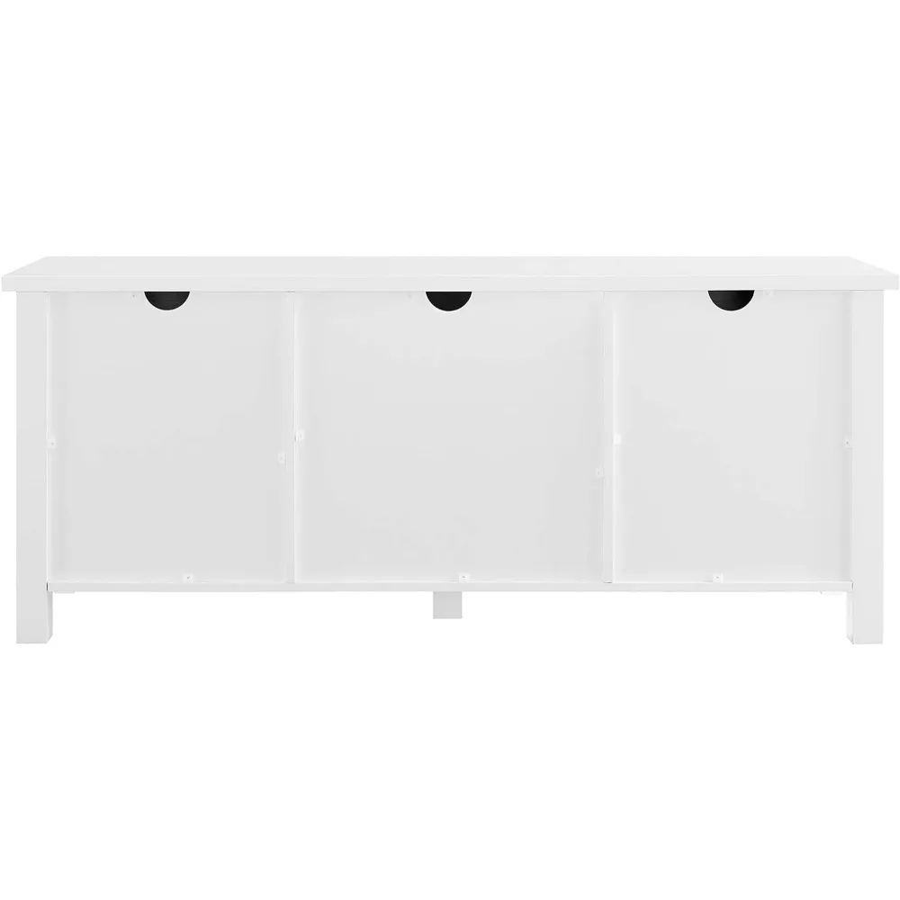 Buren Classic Grooved Door TV Stand for TVs up to 65 Inches, 58 Inch, Solid White