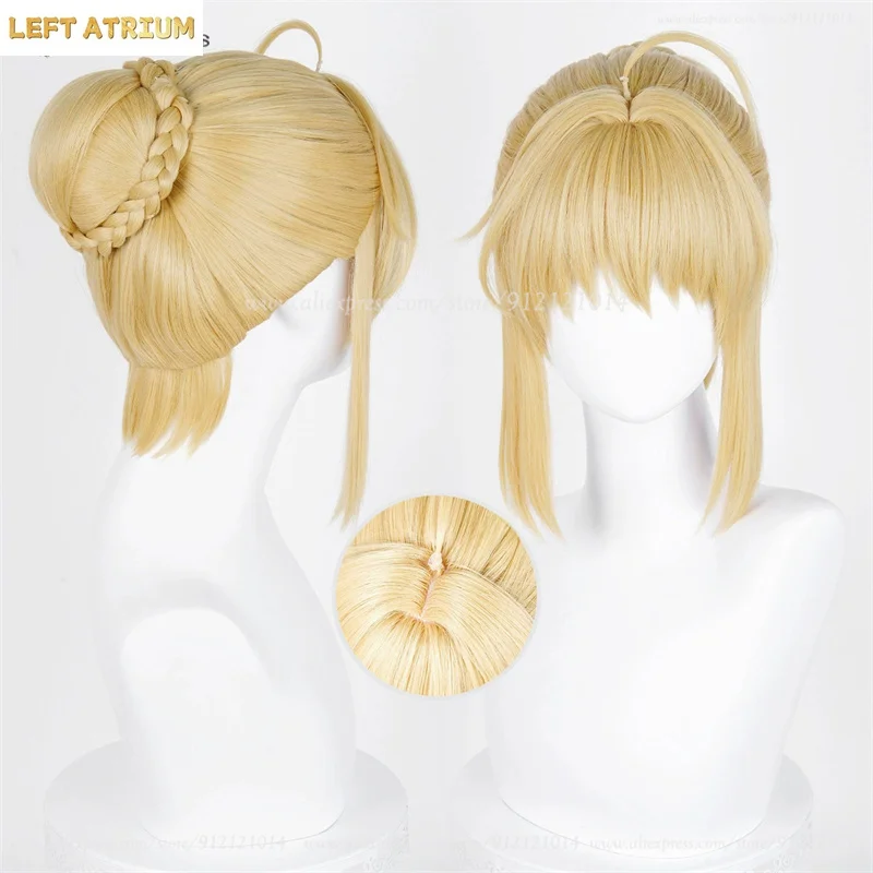 Saber Altria Pendragon Cosplay Wig Golden Yellow/Light Gold Wigs For Women Fate Cosplay Anime Wig Heat Resistant Synthetic Hair view 4