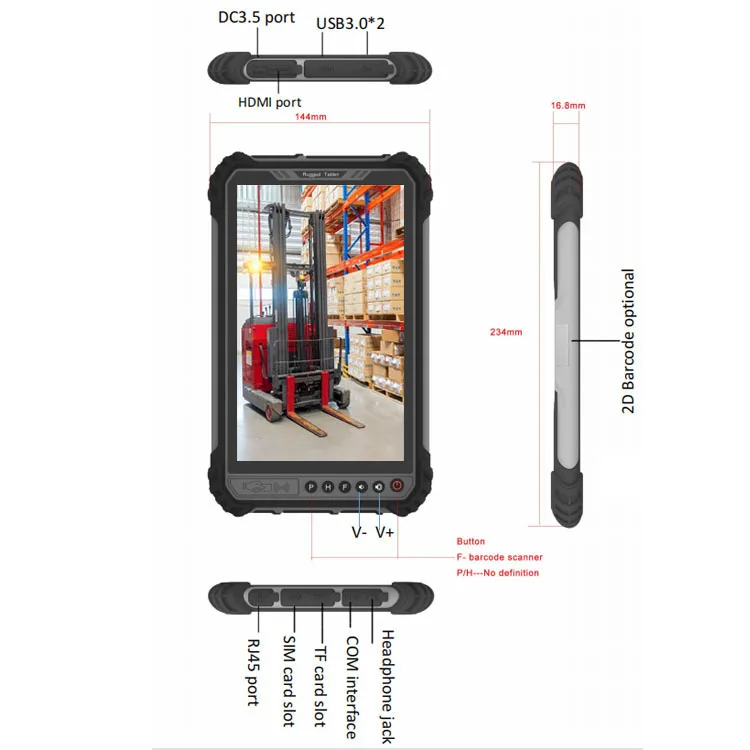 RT-T9 IP67 Rugged Waterproof 8 Inch Tablet PC Industiral 6GB+128GB Android 11 1920*1200 400 nits Tablet Phone NFC 4G LTE