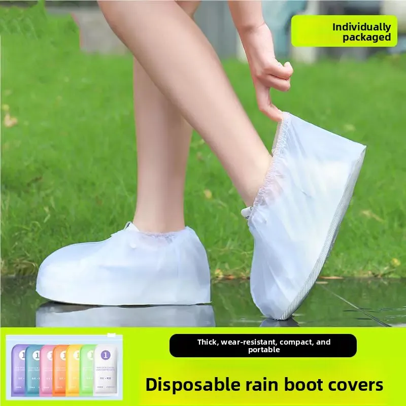 Disposable Thickened Waterproof Anti-Slip Men's Rain Boot Covers Portable Adult Rain Boots for Rainy Days Youth And Middle-Ag...