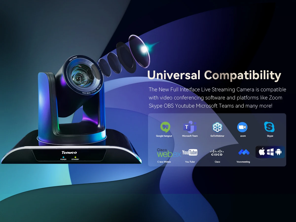Tenveo VHD620A 20x Optical Zoom Camera AI Tracking NDI Video Conference Camera PTZ Conferencing Camera