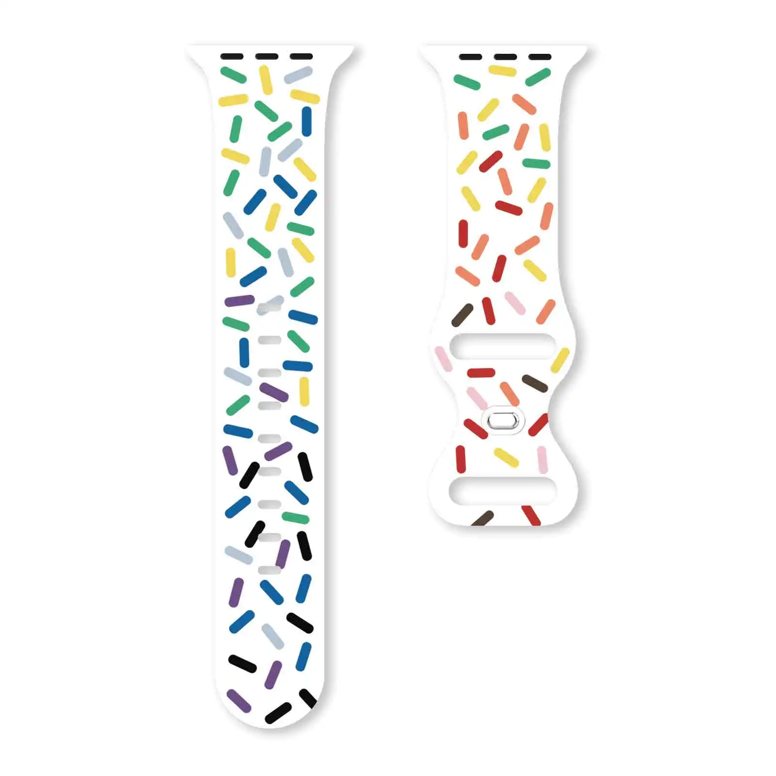 

Rainbow Polka Dot Print Series Silicone Band for Apple Watch Series 10/9/8/7 SE, 45mm/44mm/42mm Sport Edition Replacement Band