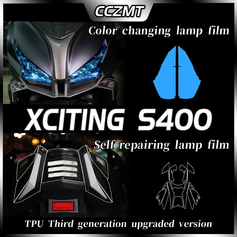 

For Kymco Xciting S400 smoked black light film transparent protective film for headlights TPU tail light modification