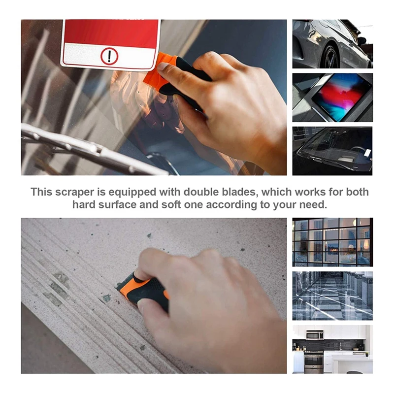 1 Pcs Double Edged Glass Ceramic Hob Scraper With 40 Pack Scraper Blades,For Remove Label,Paint,Caulking,Car Windows
