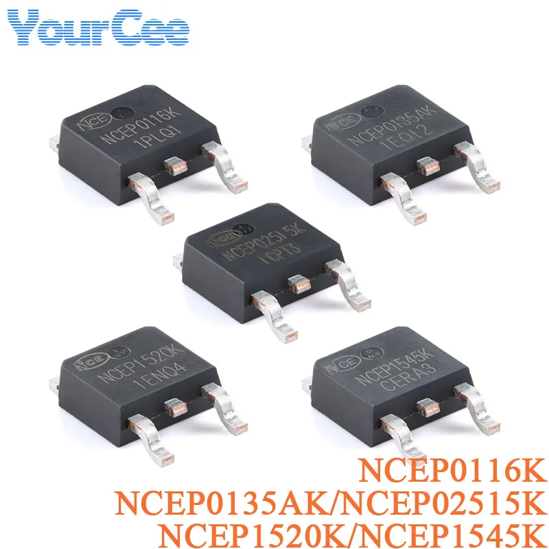 5Pcs MOSFET N-Channel TO-252-2 NCEP0116K NCEP0135AK NCEP02515K NCEP1520K NCEP1545K 100V 16A 35A 250V 15A 150V Super Trench Power