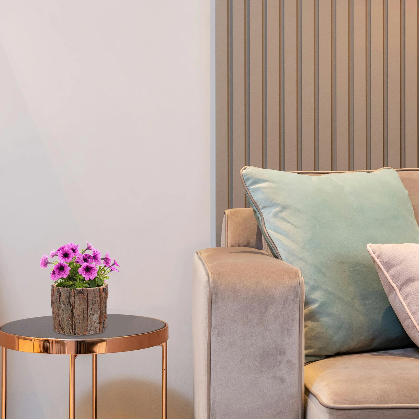 

2Pcs Wood Bark Flower Pot Rustic Wooden Stump Planter Home Yard Garden Decor Succulent Pot Waterproof Flower Bucket