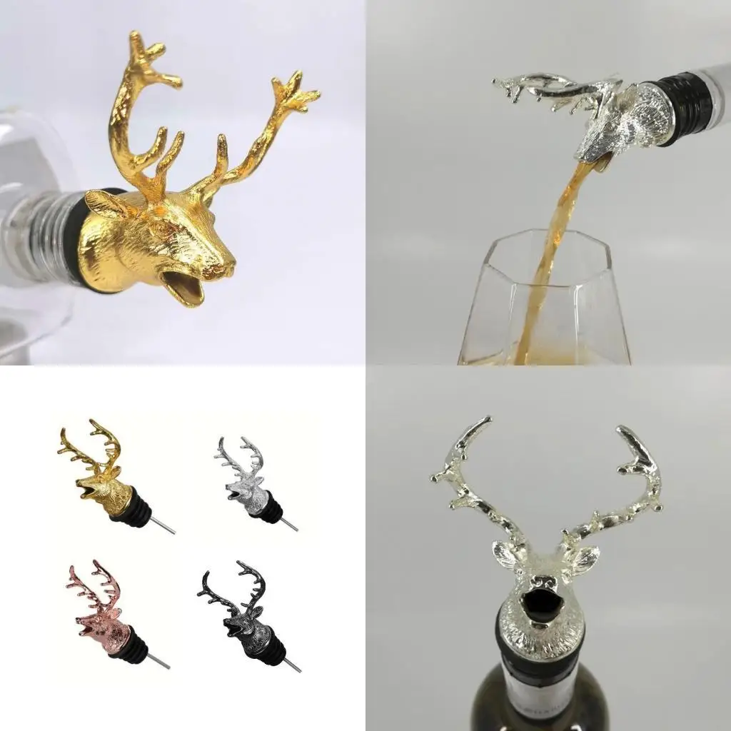 L9BE Practical Kirsite Deer Head Wine Pourer For Bar And Gatherings