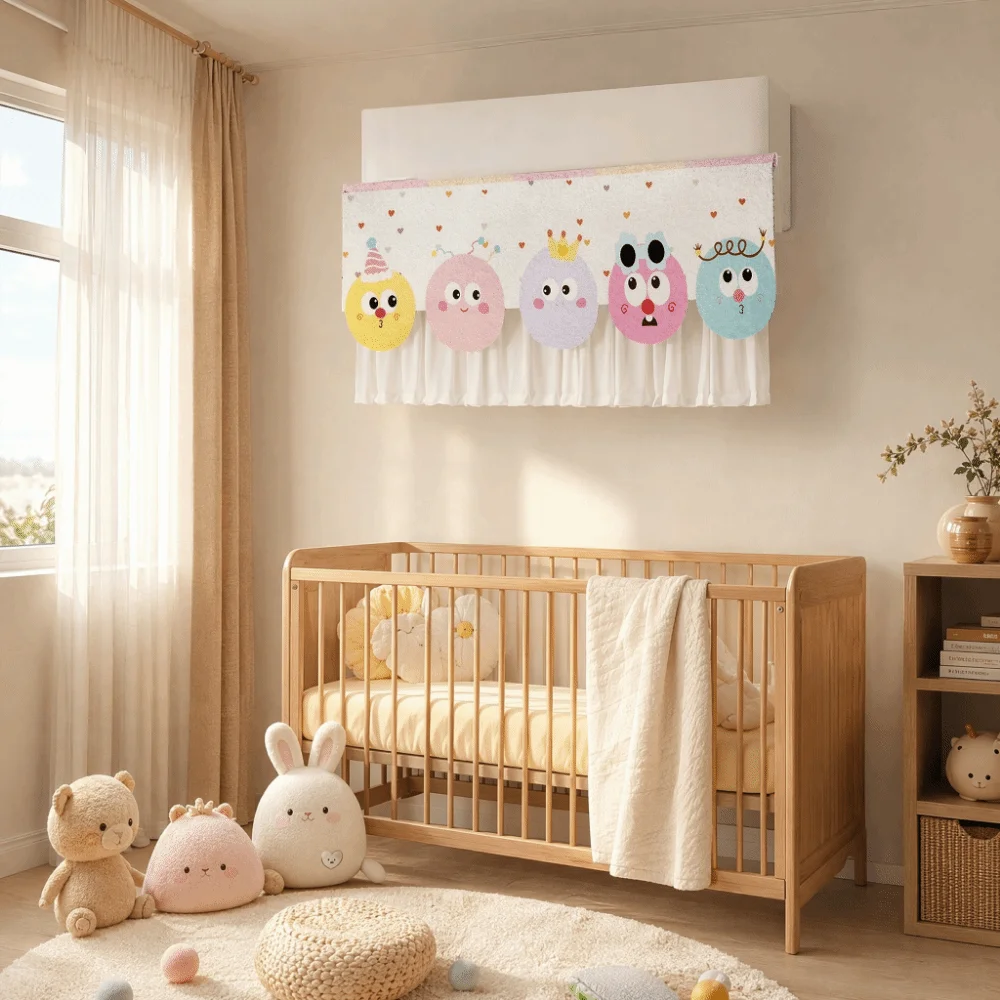 Self-Adhesive AC Wind Deflector Curtain Anti-Direct Blowing Universal Air Conditioner Wind Shield Cartoon Animal