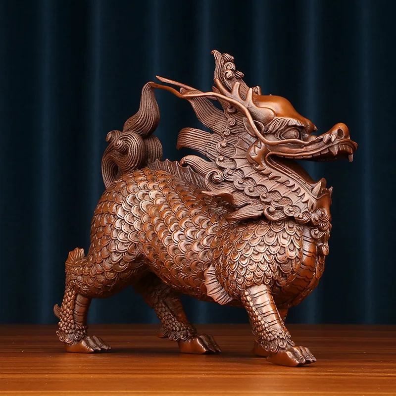 Copper mighty unicorn ornament, home office copper unicorn handicrafts, auspicious beast decoration store opening gift