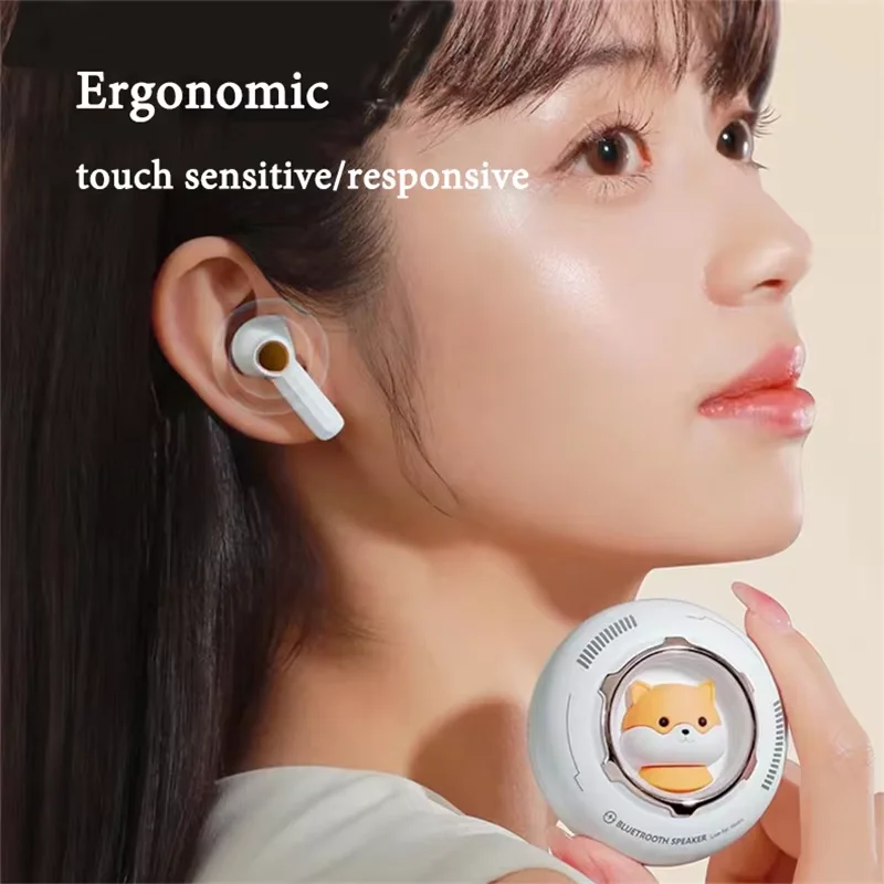 

Hamster Spacecraft Bluetooth Earphones Call Noise Reduction Long Battery Life Half In Ear cartoon Wireless Bluetooth Headphones