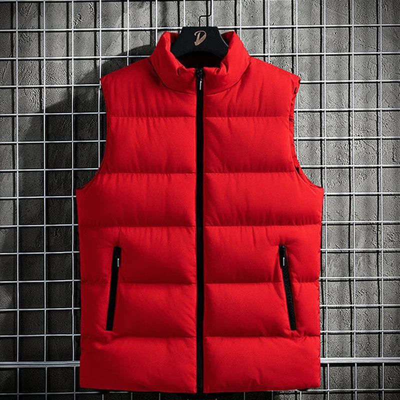 Men s Puffer Vest Solid Color Stand Collar Quilted Waistcoat Fall Winter Casual Outdoor Sleeveless Padded Jacket Coat