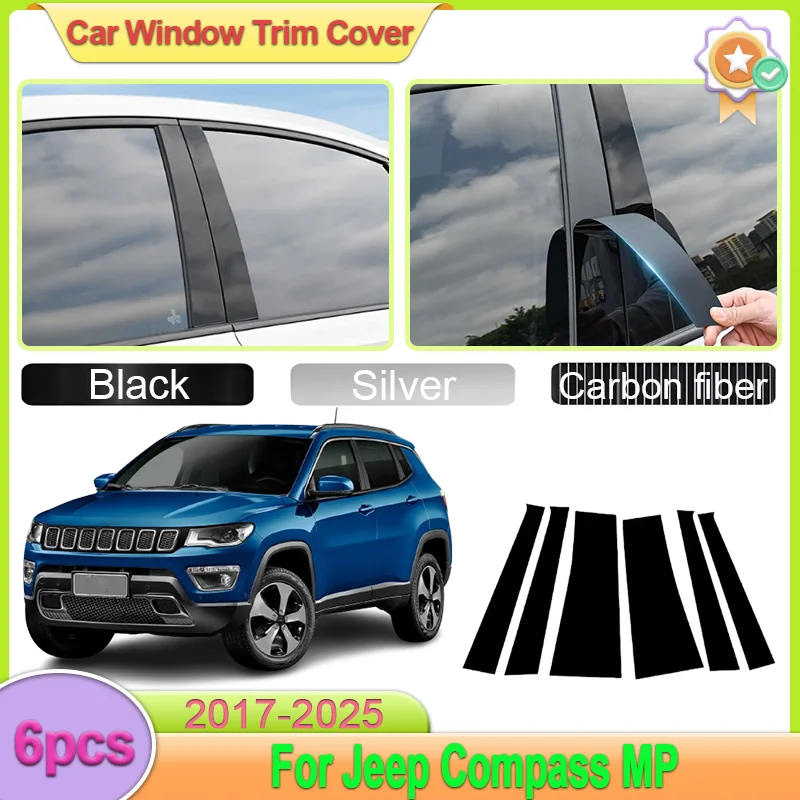 

Для Jeep Compass MP 2017-2025 6X наклейка на центральную стойку автомобиля, наклейка на окно, защитная пленка, аксессуары 2024 2023 2022